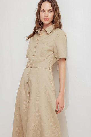 NEUTRAL CHIC WOVEN MIDI DRESS - Glamourous Grace