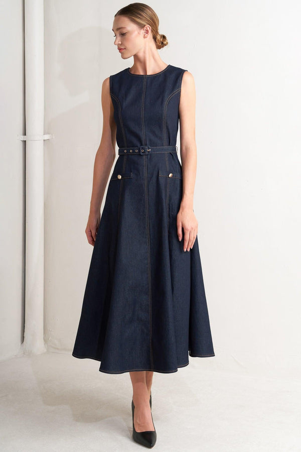 MODERN DARK DENIM MIDI DRESS - Glamourous Grace