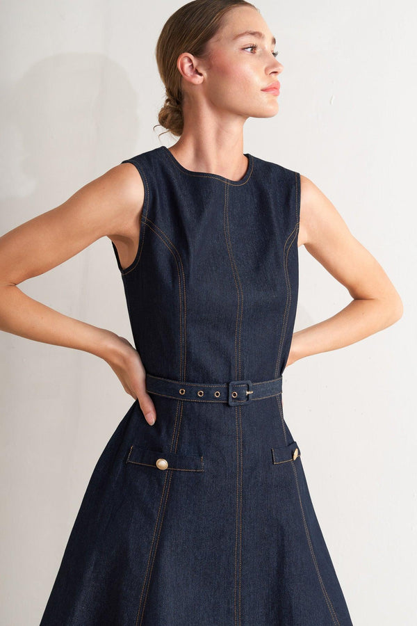 MODERN DARK DENIM MIDI DRESS - Glamourous Grace