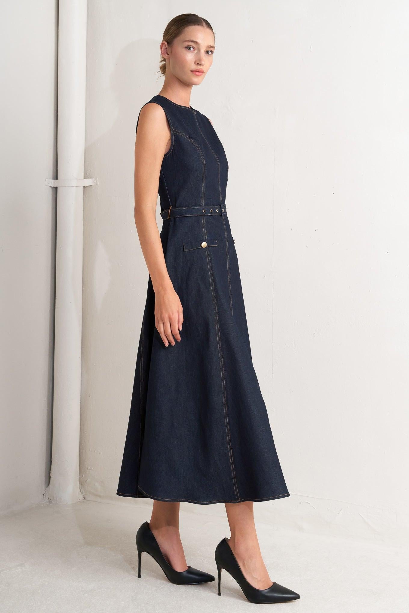MODERN DARK DENIM MIDI DRESS - Glamourous Grace