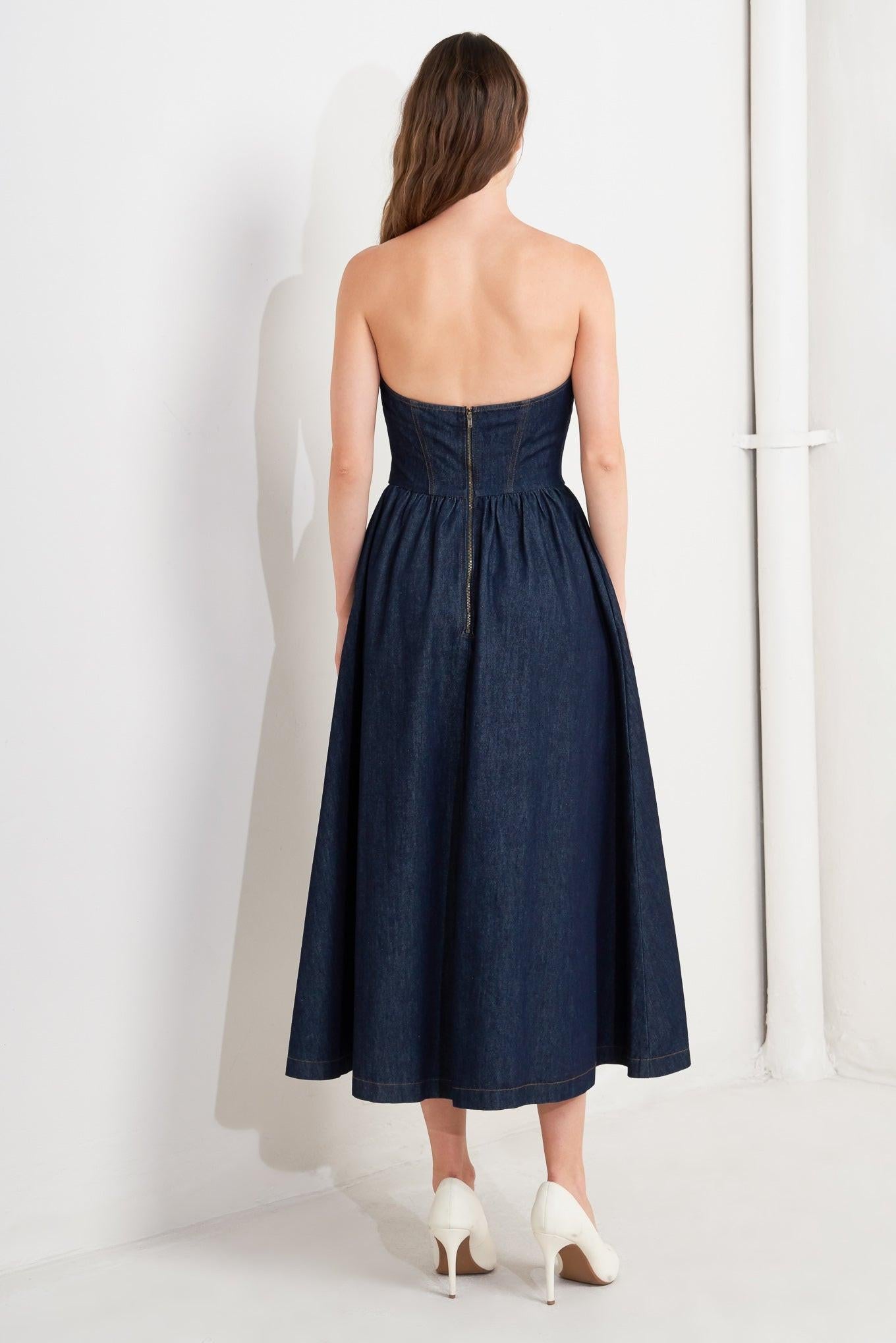 VINTAGE SIREN DENIM MIDI DRESS - Glamourous Grace