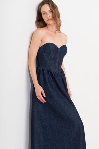 VINTAGE SIREN DENIM MIDI DRESS - Glamourous Grace