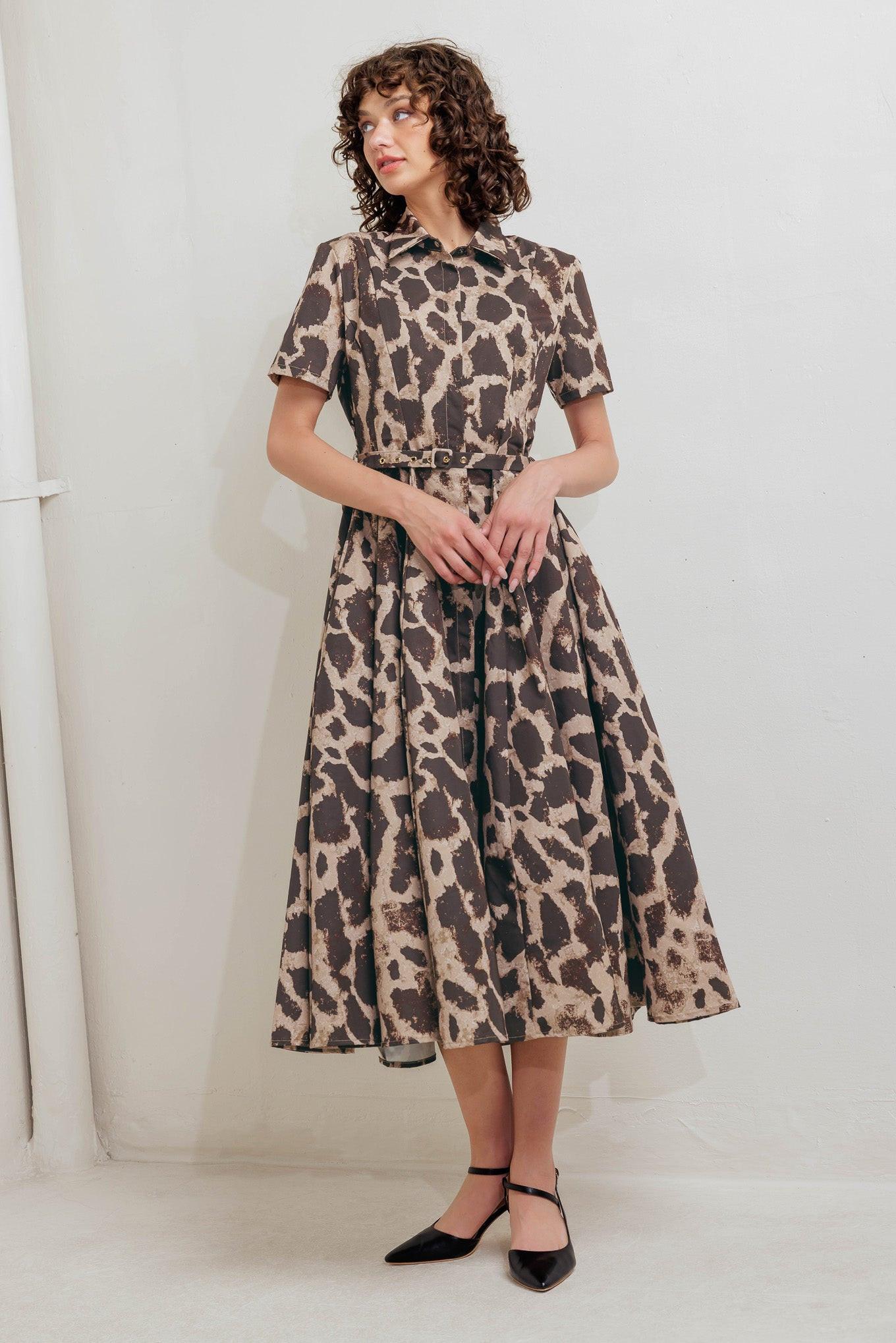 TAME GIRAFFE WOVEN MIDI DRESS - Glamourous Grace