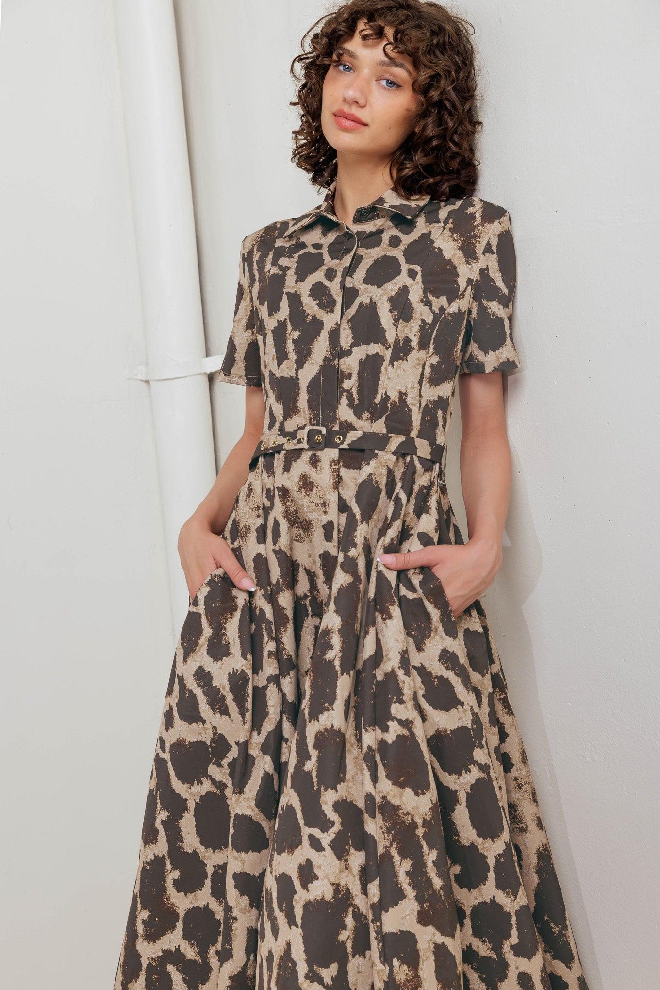 TAME GIRAFFE WOVEN MIDI DRESS - Glamourous Grace