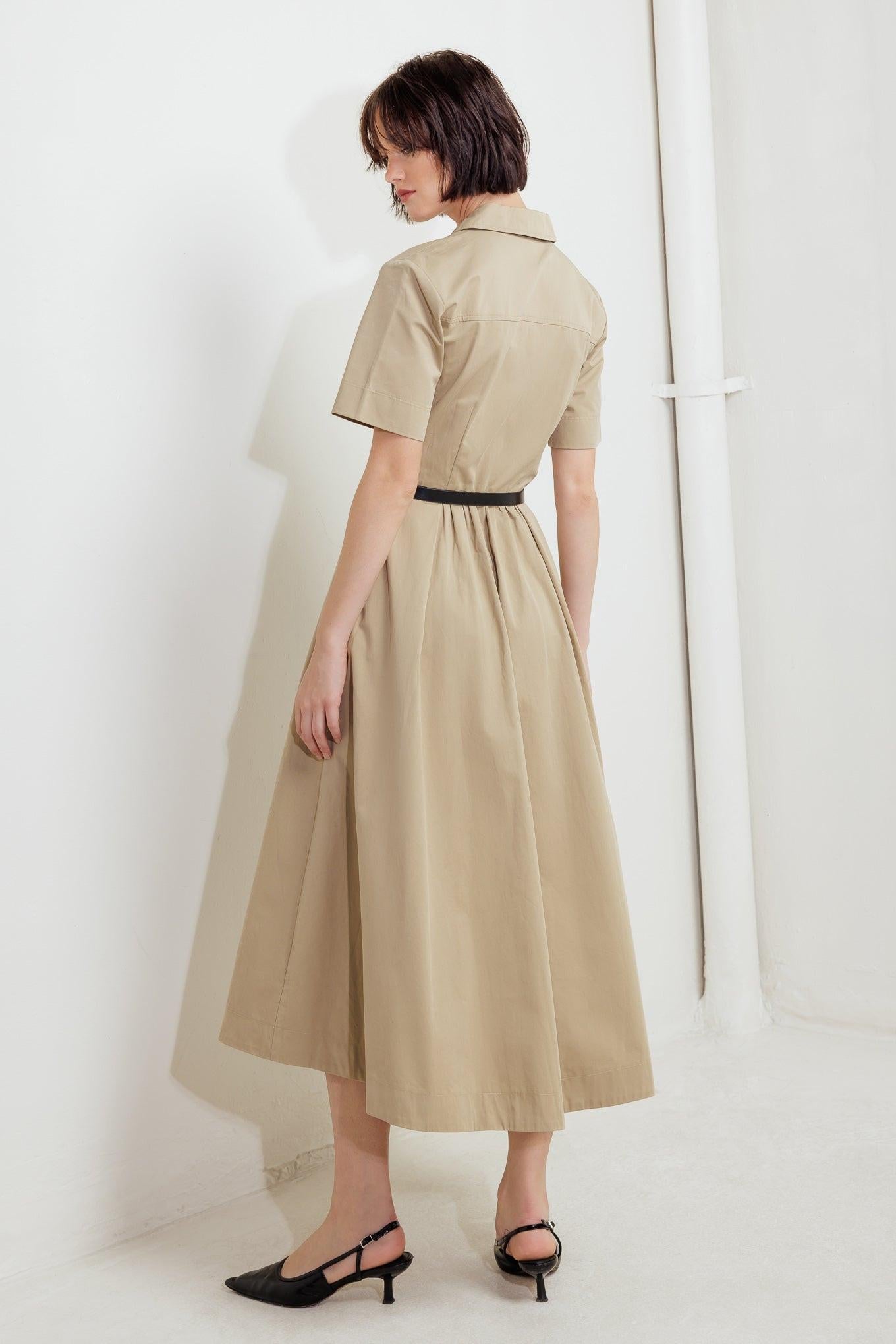 QUIET ROMANCE TAN WOVEN MIDI DRESS - Glamourous Grace