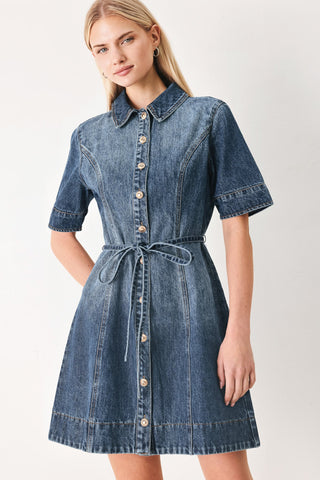 POWER IN DENIM MINI DRESS - Glamourous Grace