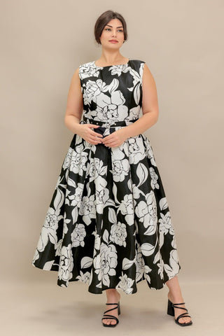 SILENT HEART BLACK WOVEN MIDI DRESS - Glamourous Grace