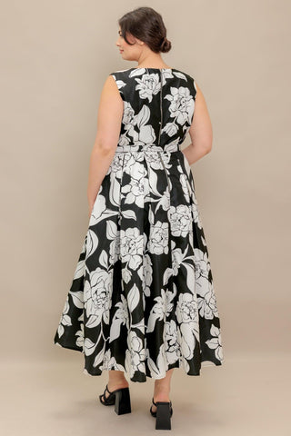 SILENT HEART BLACK WOVEN MIDI DRESS - Glamourous Grace