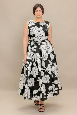 SILENT HEART BLACK WOVEN MIDI DRESS - Glamourous Grace