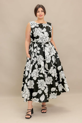 SILENT HEART BLACK WOVEN MIDI DRESS - Glamourous Grace