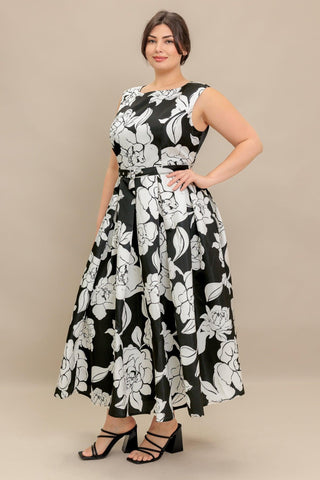 SILENT HEART BLACK WOVEN MIDI DRESS - Glamourous Grace