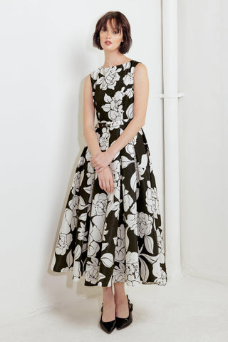 SILENT HEART BLACK WOVEN MIDI DRESS - Glamourous Grace