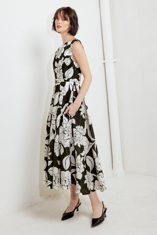 SILENT HEART BLACK WOVEN MIDI DRESS - Glamourous Grace