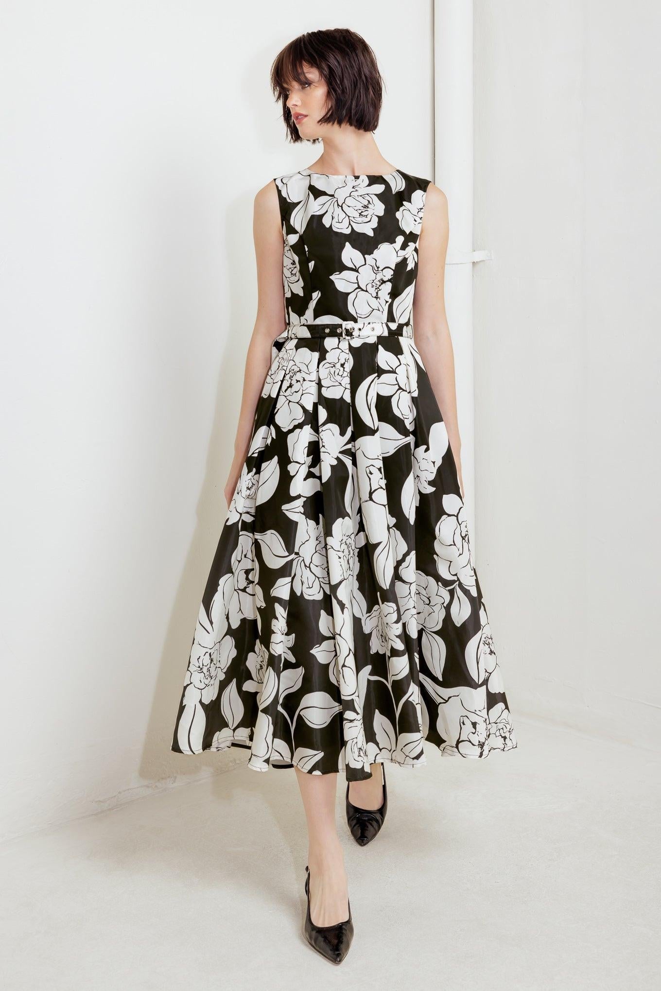SILENT HEART BLACK WOVEN MIDI DRESS - Glamourous Grace