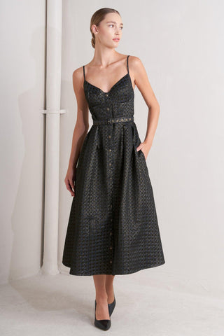 NOIR TAPESTRY WOVEN MIDI DRESS - Glamourous Grace