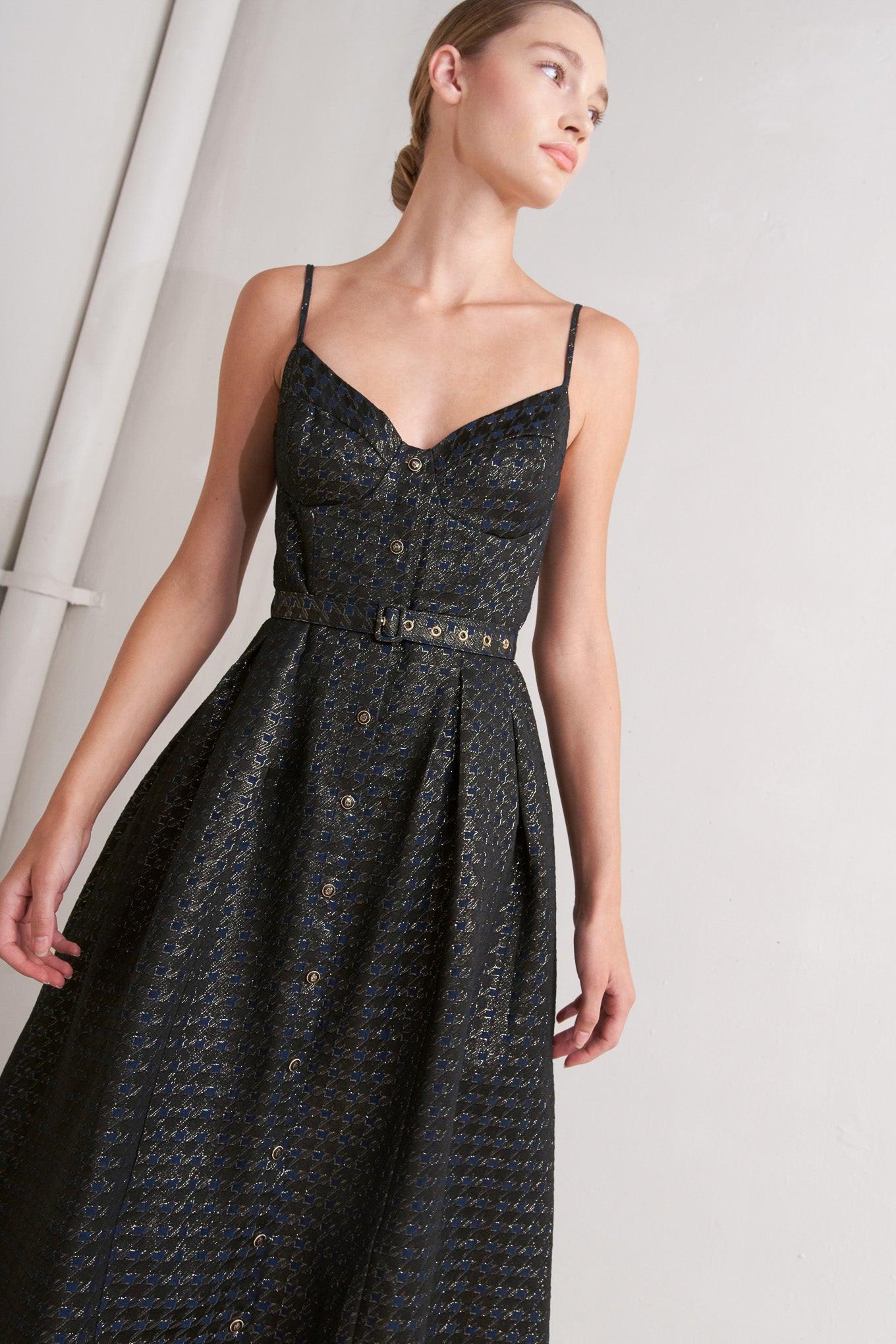NOIR TAPESTRY WOVEN MIDI DRESS - Glamourous Grace