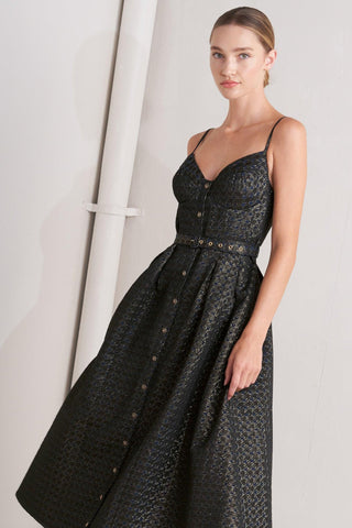 NOIR TAPESTRY WOVEN MIDI DRESS - Glamourous Grace