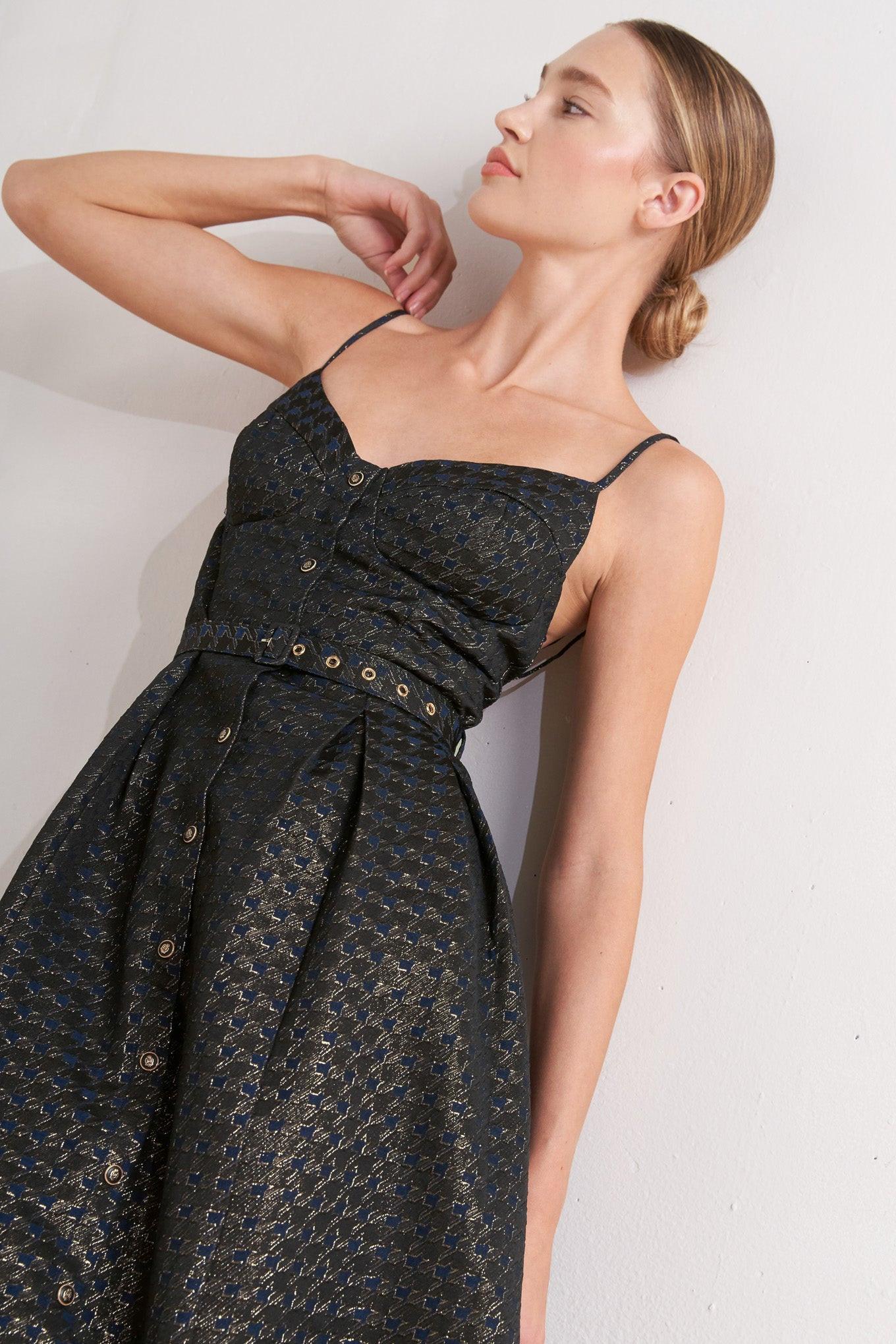 NOIR TAPESTRY WOVEN MIDI DRESS - Glamourous Grace