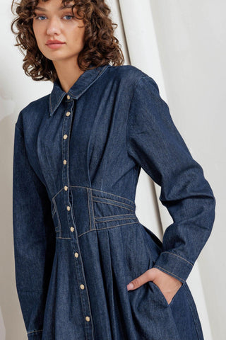 VINTAGE BLUES DENIM MIDI DRESS - Glamourous Grace