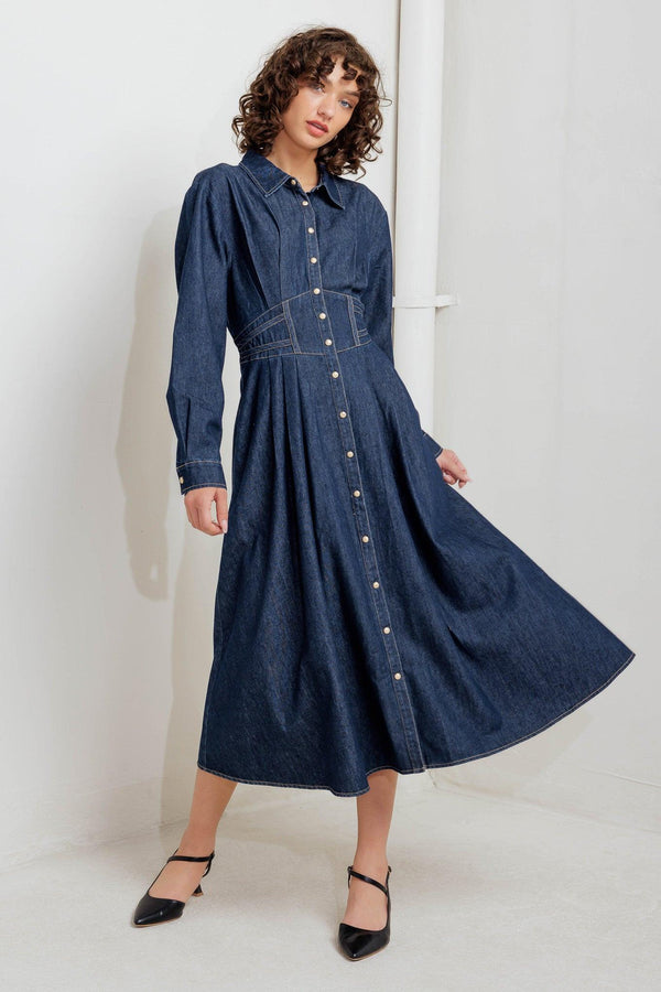 VINTAGE BLUES DENIM MIDI DRESS - Glamourous Grace