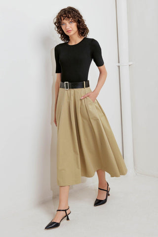 SCULPTED GRACE SWEATER WOVEN TOP AND SKIRT DRESS - Glamourous Grace