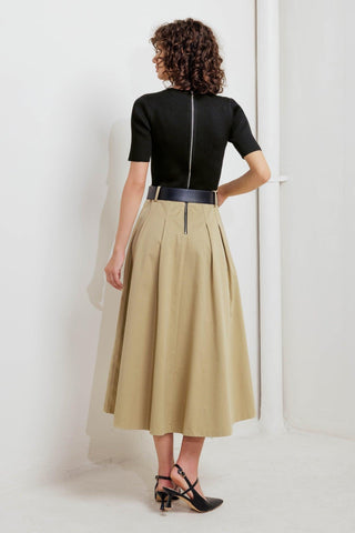 SCULPTED GRACE SWEATER WOVEN TOP AND SKIRT DRESS - Glamourous Grace