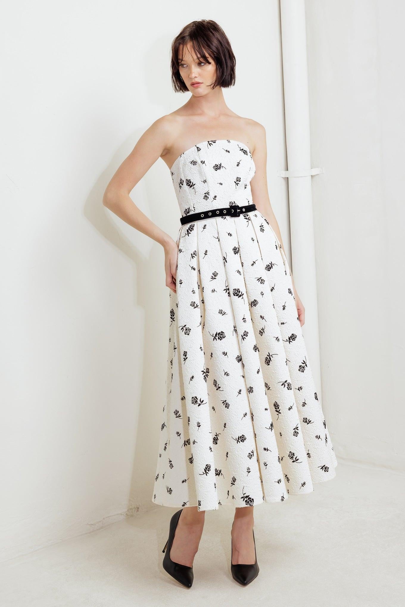 LOVELY CULTIVATED WOVEN MIDI DRESS - Glamourous Grace