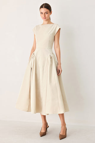POLISHED OCCASION WOVEN MIDI DRESS