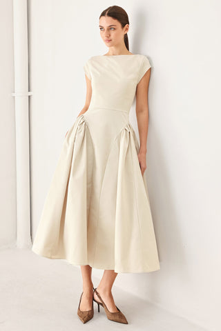 POLISHED OCCASION WOVEN MIDI DRESS