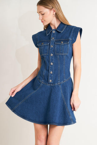 BLUE CRUSH DENIM MINI DRESS - Glamourous Grace