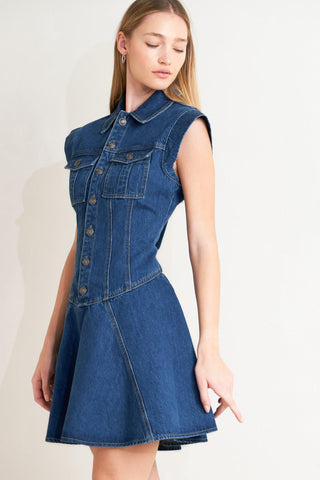 BLUE CRUSH DENIM MINI DRESS - Glamourous Grace