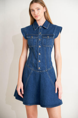 BLUE CRUSH DENIM MINI DRESS - Glamourous Grace