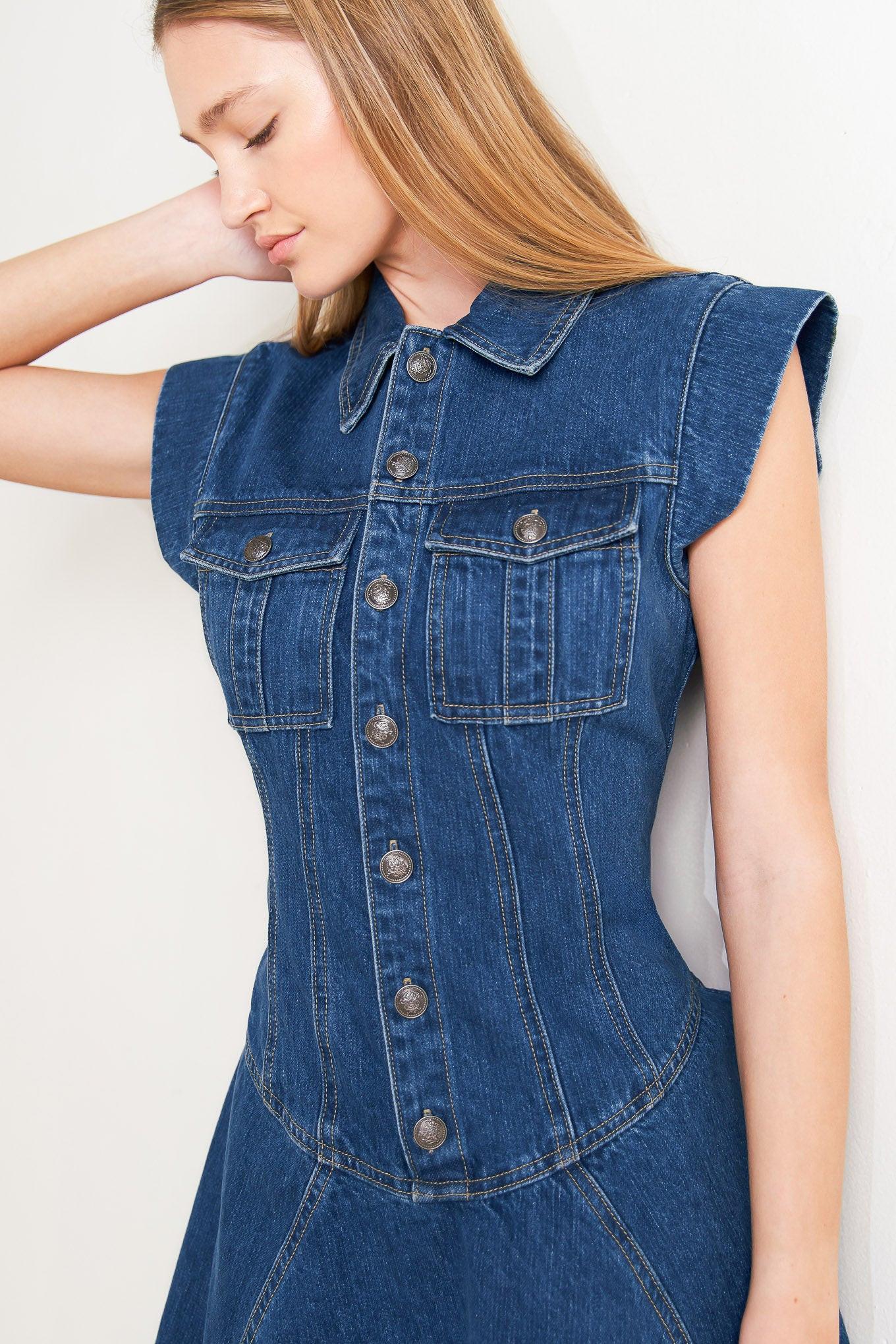 BLUE CRUSH DENIM MINI DRESS - Glamourous Grace