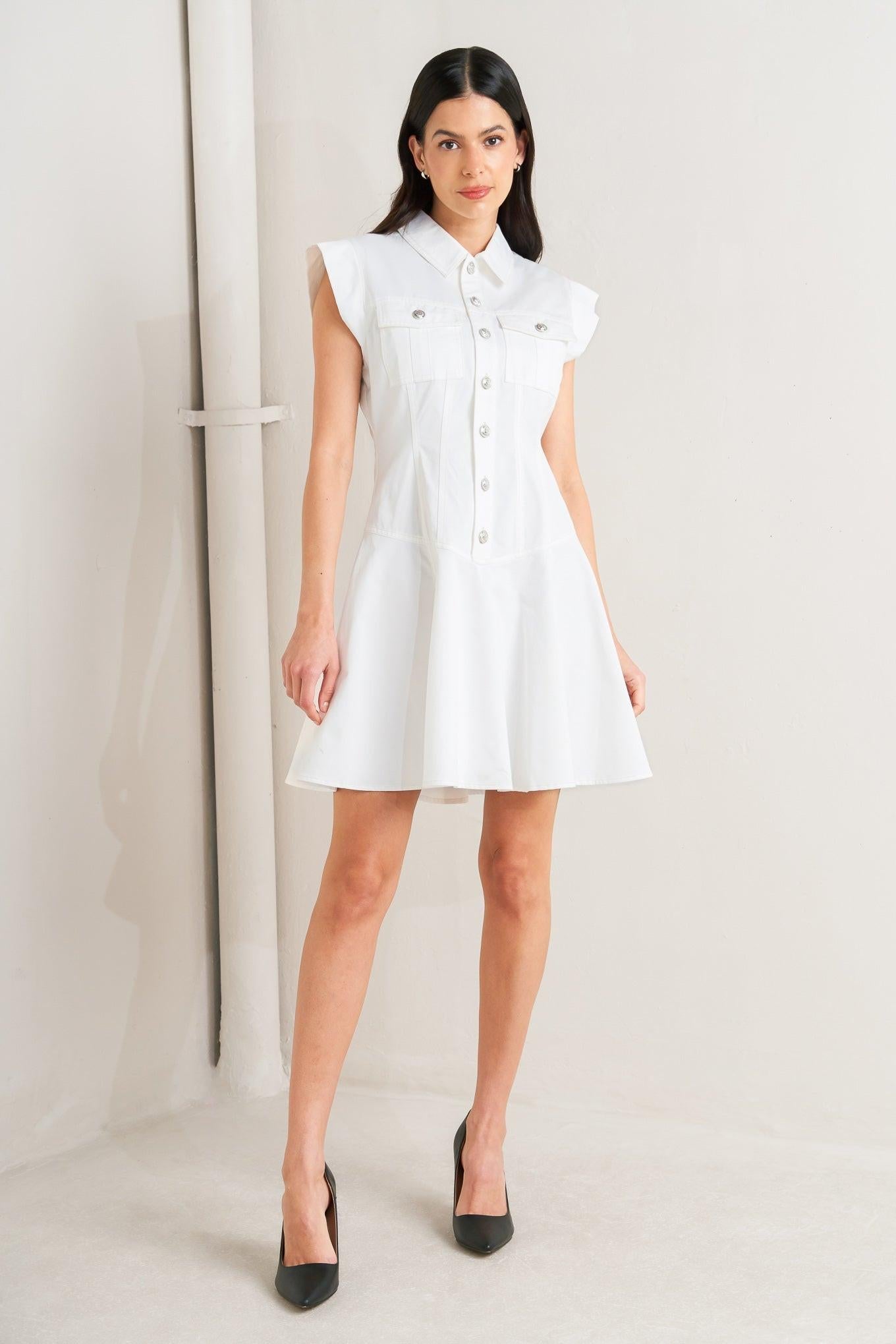 CONFIDENTLY YOURS WHITE WOVEN MINI DRESS - Glamourous Grace