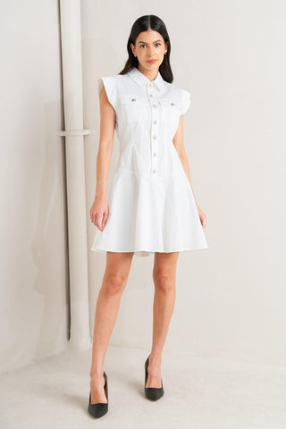 CONFIDENTLY YOURS WHITE WOVEN MINI DRESS - Glamourous Grace