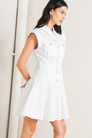 CONFIDENTLY YOURS WHITE WOVEN MINI DRESS - Glamourous Grace