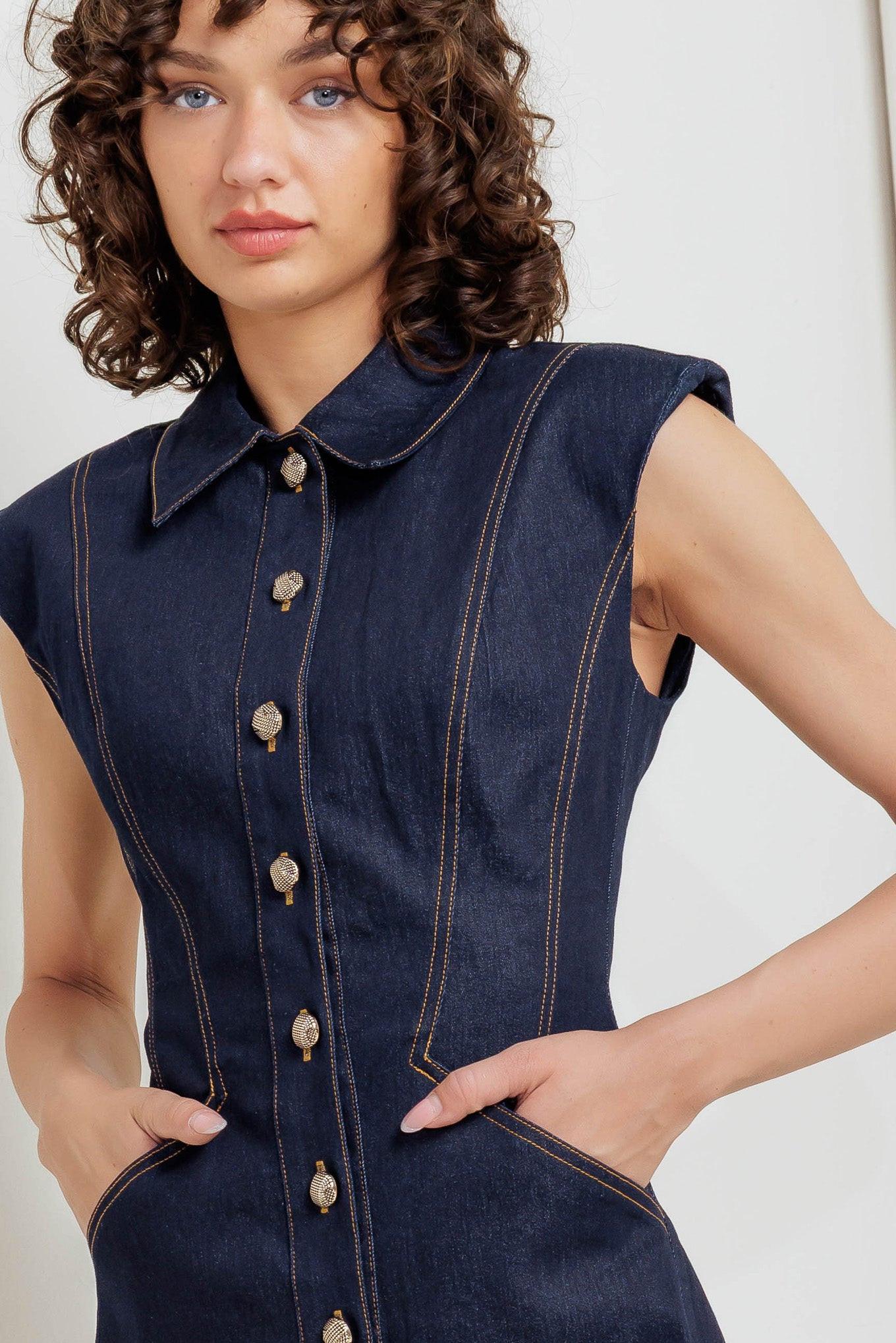 SLEEK CRAFT DENIM MINI DRESS - Glamourous Grace