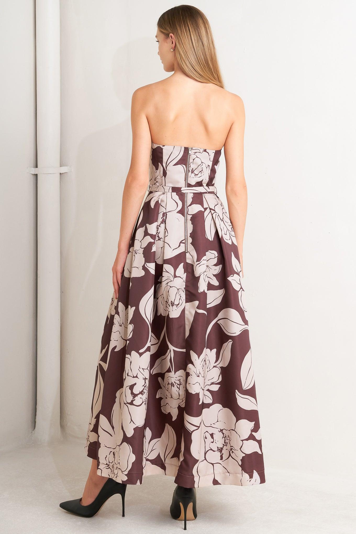 VINTAGE BLOOM STRAPLESS WOVEN MIDI DRESS - Glamourous Grace