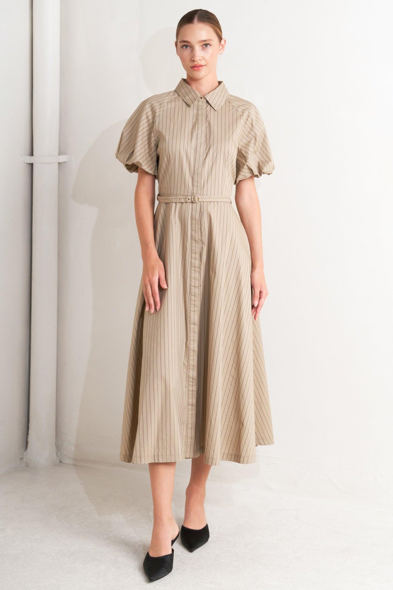 CLASSIC NEUTRAL WOVEN MIDI DRESS - Glamourous Grace
