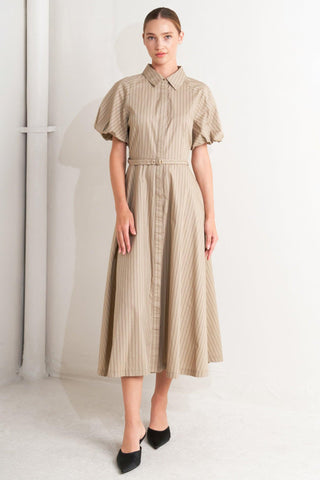 CLASSIC NEUTRAL WOVEN MIDI DRESS - Glamourous Grace