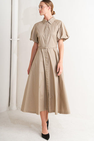 CLASSIC NEUTRAL WOVEN MIDI DRESS - Glamourous Grace