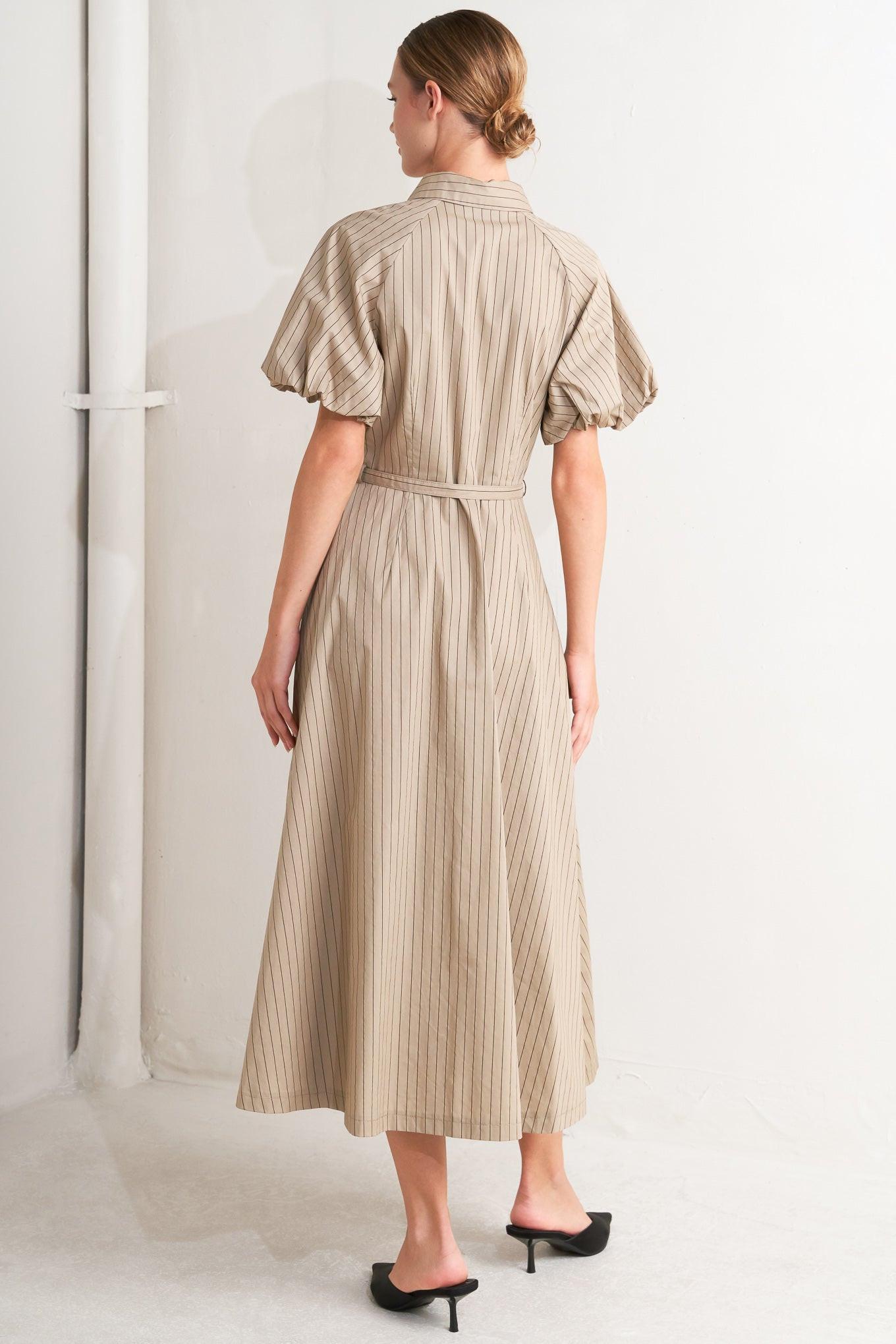 CLASSIC NEUTRAL WOVEN MIDI DRESS - Glamourous Grace