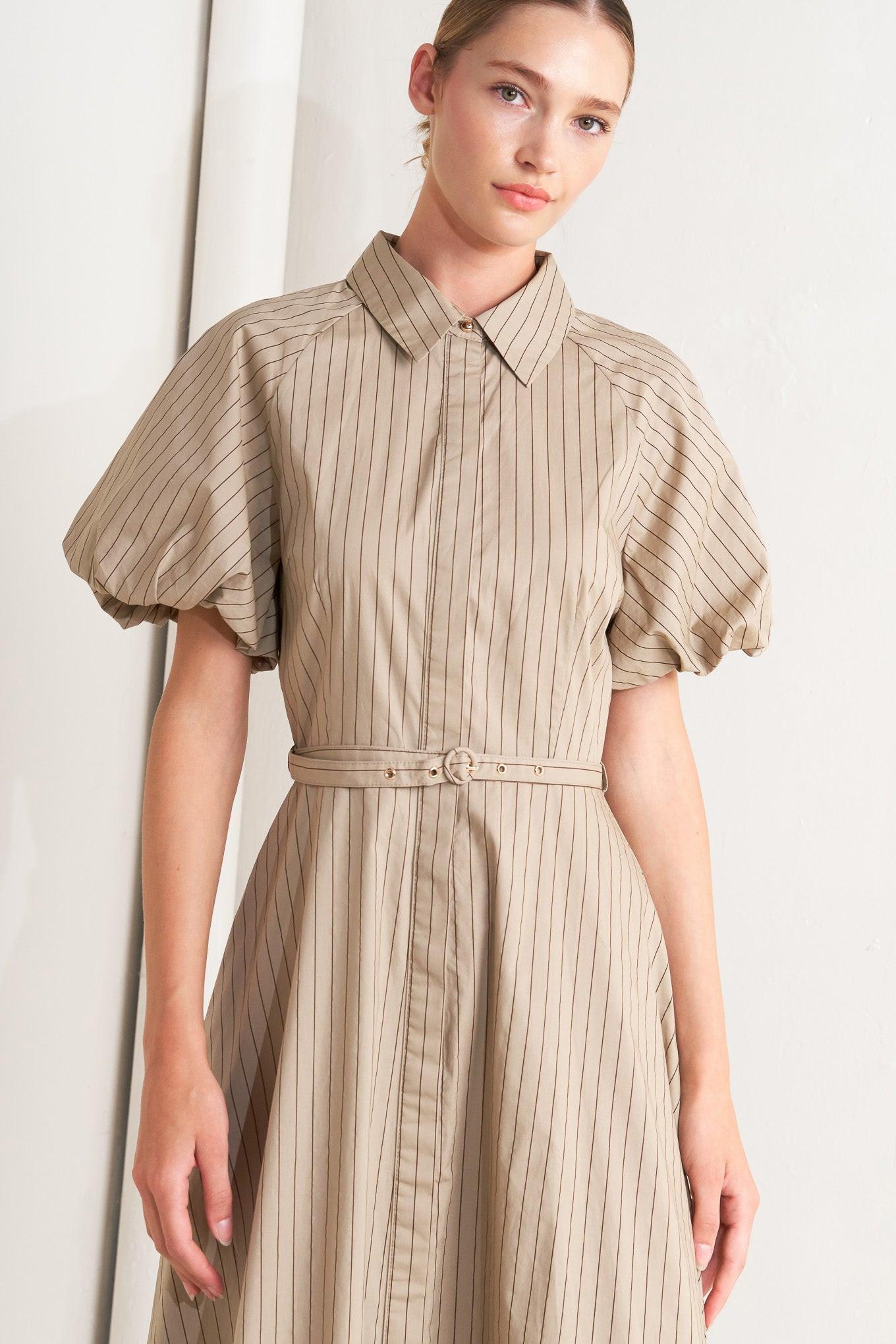 CLASSIC NEUTRAL WOVEN MIDI DRESS - Glamourous Grace