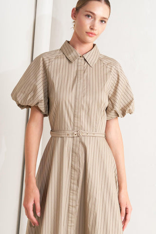 CLASSIC NEUTRAL WOVEN MIDI DRESS - Glamourous Grace