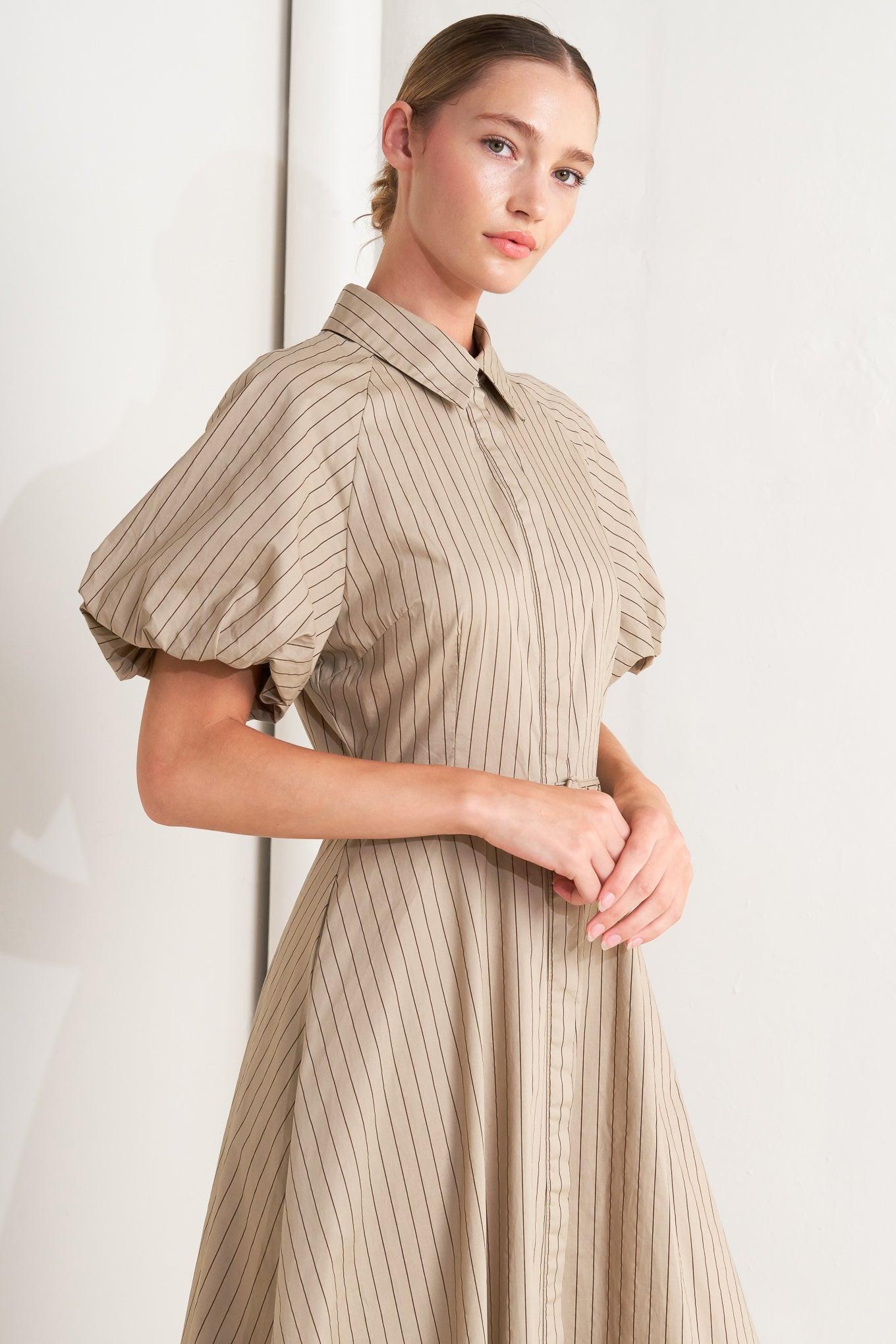 CLASSIC NEUTRAL WOVEN MIDI DRESS - Glamourous Grace