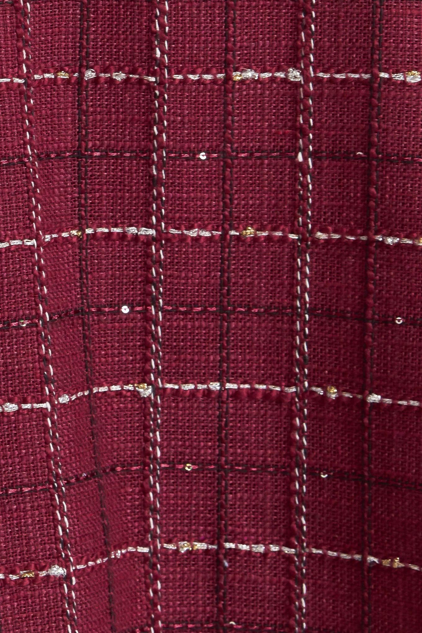 TWEED DOLL WINE WOVEN MINI DRESS - Glamourous Grace