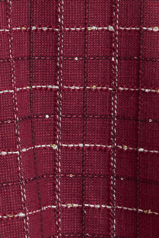 TWEED DOLL WINE WOVEN MINI DRESS - Glamourous Grace
