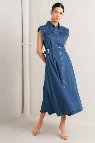 ICON VINTAGE DENIM MIDI DRESS - Glamourous Grace