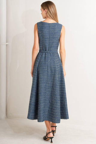 VINTAGE VIBE BOUCLÉ WOVEN TWEED MIDI DRESS - Glamourous Grace
