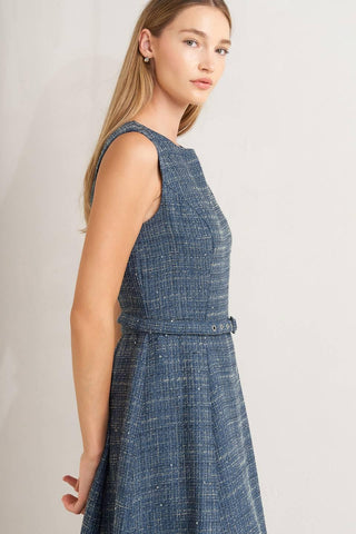 VINTAGE VIBE BOUCLÉ WOVEN TWEED MIDI DRESS - Glamourous Grace